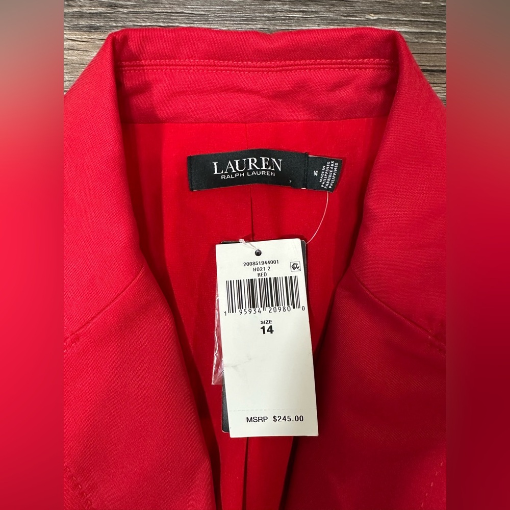 Polo Lauren Ralph Lauren Women’s Suit Red Blazer Jacket Size 14 NEW $245 - Picture 4 of 4